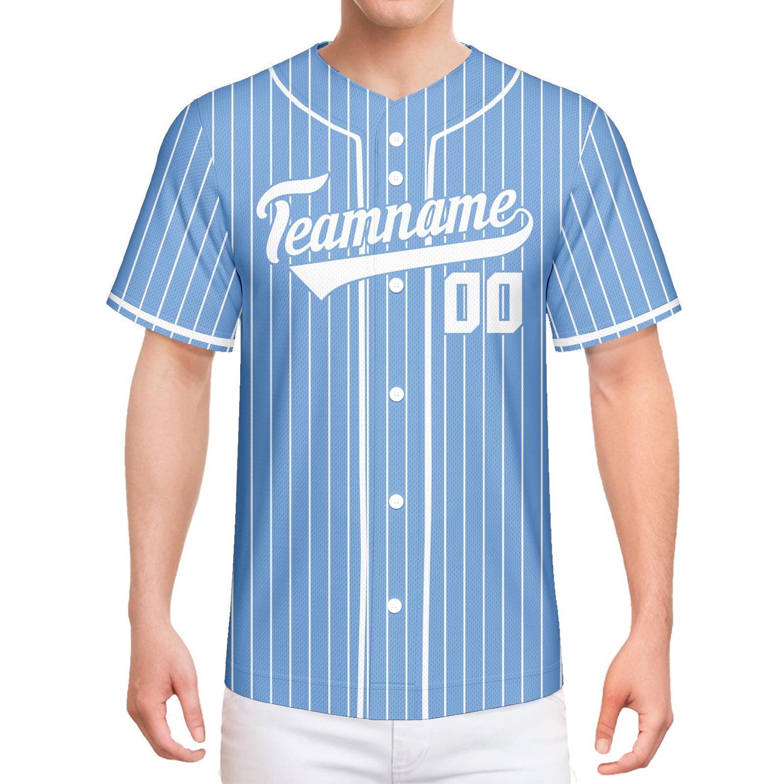 Custom Light Blue & White Pinstripe Authentic Baseball Jersey for Training and Fan Wear
